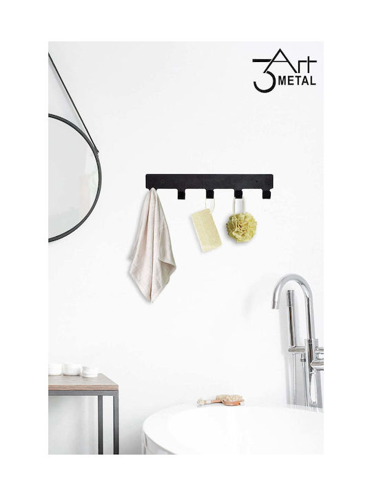 SteweHome Metal Wall Hanger 5 Hooks Black 35x3x6cm