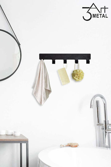 SteweHome Metal Wall Hanger 5 Hooks Black 35x3x6cm