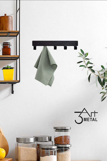 SteweHome Metal Wall Hanger 5 Hooks Black 35x3x6cm
