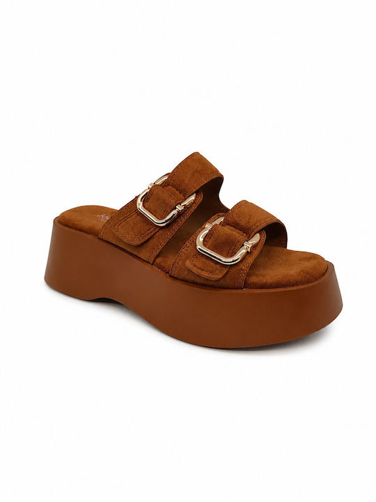 Summer Women's Platform Shoes in Brown Slipper Style