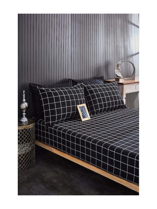 SteweHome Single Bed Sheets Set With Rubber Hugger 100x200cm Black 3 Pieces