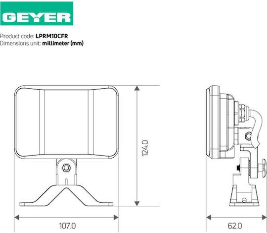 Geyer Στεγανός Προβολέας LED 10W Φυσικό Λευκό 4000K IP65