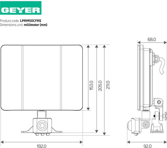 Geyer Waterproof LED Flood Light 50W Natural White 4000K With Motion Sensor IP65