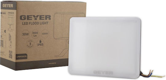 Geyer Στεγανός Προβολέας LED 30W Φυσικό Λευκό 4000K IP65