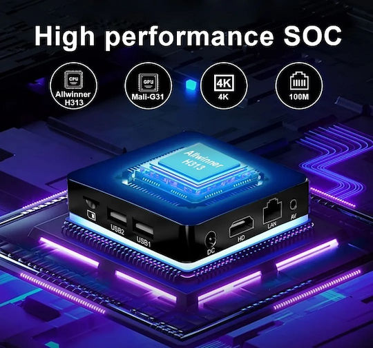 TV Box MX10-K2 260035 4K UHD with Wi-Fi USB 2.0 2GB RAM and 16GB Storage with Android 13.0 Operating System