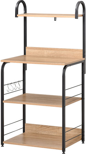 HomCom Βάση για Φούρνο Μικροκυμάτων Inox 60x40x125εκ. Καφέ