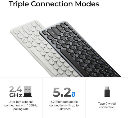 Keychron B4 Pro B4P-K8 Ασύρματο Bluetooth Πληκτρολόγιο International English Συμβατό με Mac Λευκό