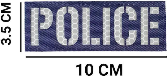 Police Reflective Badge Small Polyester 10 X 3.5 Cm Navy Blue
