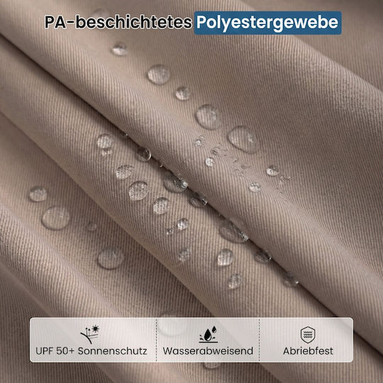 Professional Floor Parasol Circular Metal Brown with Base and LED Lighting Φ4.05m NP13436DE-CF