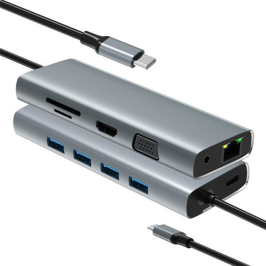 HC-84Q USB-C Докинг Станция с HDMI 4K Ethernet Сребриста