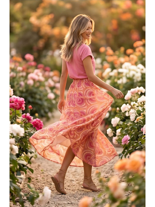 Ψηλόμεση Maxi Φούστα Disco Pink