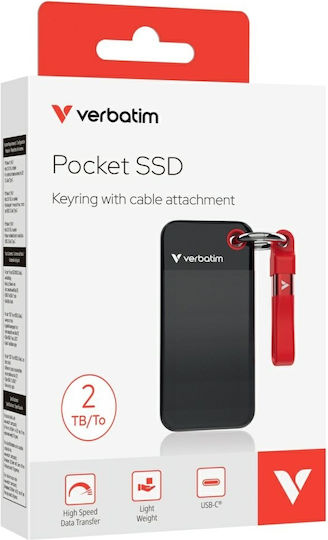 Verbatim Pocket USB 3.2 External SSD 2TB M.2 Black / Red