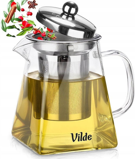 Vilde Ceainic cu Filtru din Sticlă Transparentă 490ml