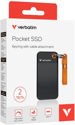 Verbatim Pocket USB 3.2 Hard Disk Extern SSD 2TB M.2 Negru / Portocaliu