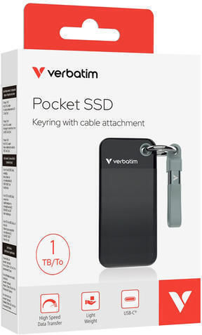 Verbatim Pocket USB 3.2 External SSD 1TB M.2 Black / Grey