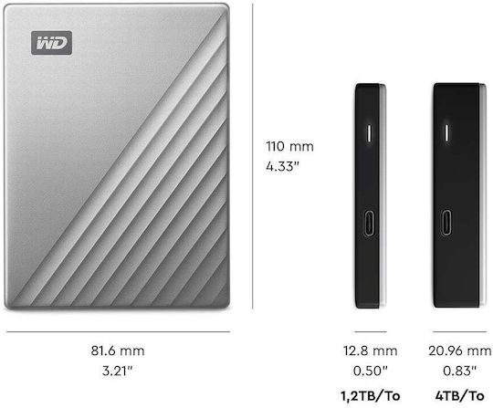 Western Digital My Passport Ultra USB 3.1 / USB-C External 2.5" HDD 2TB Blue