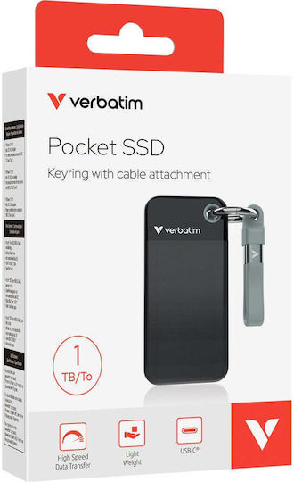 Verbatim Pocket USB 3.2 External SSD 1TB M.2 Black / Grey