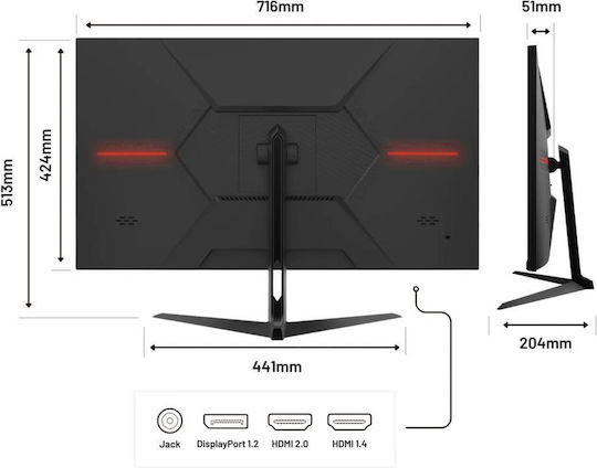 Japannext IPS HDR Monitor 31.5" 4K 3840x2160 με Χρόνο Απόκρισης 5ms GTG