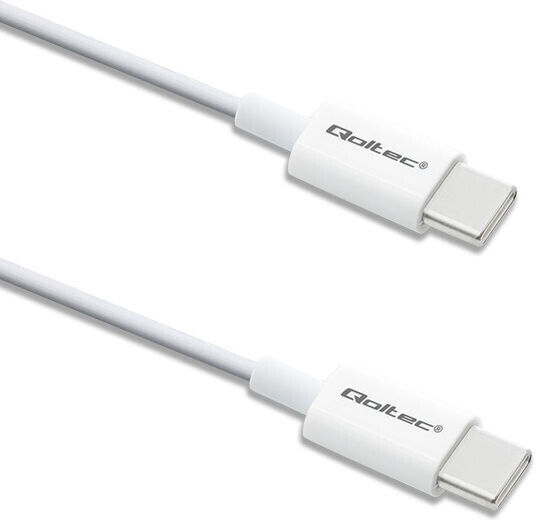 Qoltec USB 2.0 Cable USB-C male - USB-C 60W PD Λευκό 1m 52359