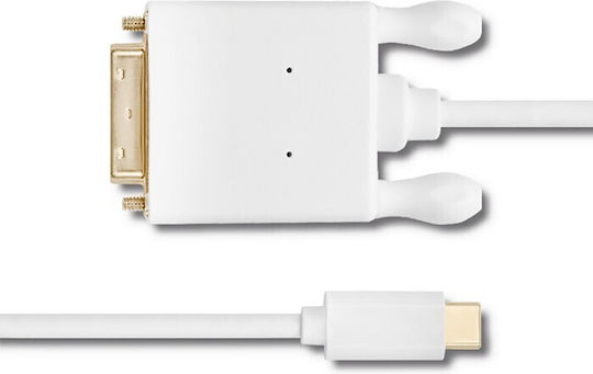 Qoltec Cablu Video USB 3.1 USB-C Masculin - DVI-D Alb 2m 50417
