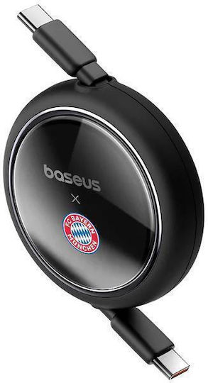 Baseus Free2pull Mini Power Data Cable Fast Charging Retractable Usb Type-c To Usb Type-c 100w 1.5m Black
