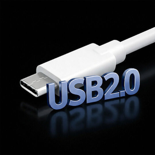 Qoltec USB 2.0 Cable USB-C male - USB-C 5W Λευκό 1.4m 52344