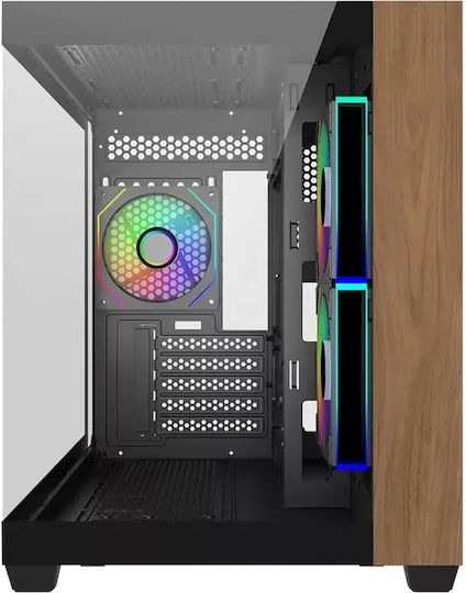 CoolerMaster Elite 481 Wood Gaming Mini Tower Computer Case with Side Window and ARGB Lighting Black