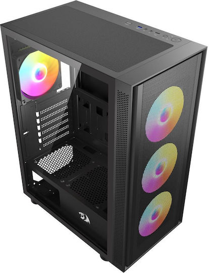 Redragon GC-621-4F Gaming Middle Tower Carcasă PC cu Panou Lateral și Iluminare ARGB Neagră