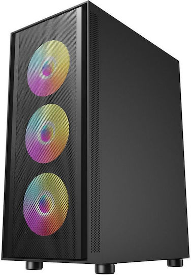 Redragon GC-621-4F Gaming Middle Tower Carcasă PC cu Panou Lateral și Iluminare ARGB Neagră