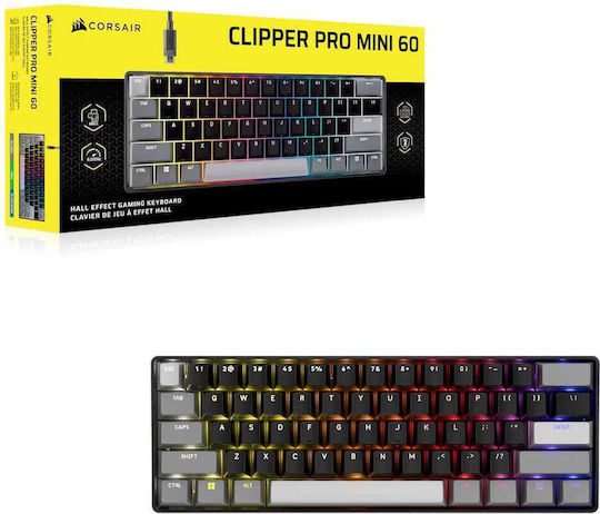 Corsair Clipper Pro Mini 60 Ηall Effect Gaming Πληκτρολόγιο 60% με Corsair MGX διακόπτες και RGB φωτισμό (Αγγλικό US)