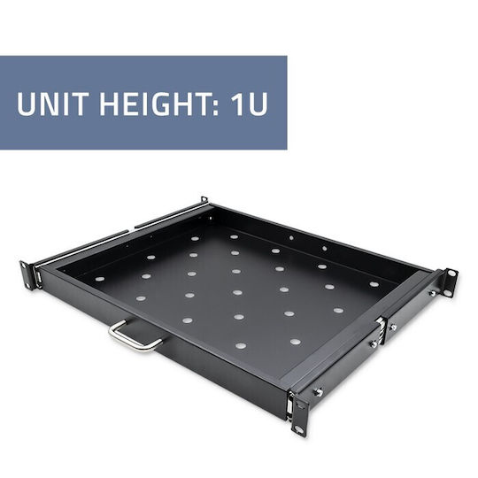 Qoltec Solider Stahlplatten-Rackhalter 600*600 Ausziehbar Schwarz