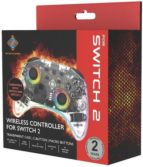 Deltaco GAM-198 Ασύρματο Gamepad για PC / Switch Διάφανο