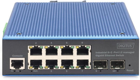 Digitus Managed L2 Switch with 8 Gigabit (1Gbps) Ethernet Ports and 2 SFP Ports