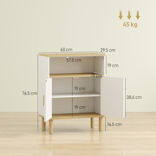 HomCom Badezimmerschrank 60x29.5x76.5cm Natürliches Holz