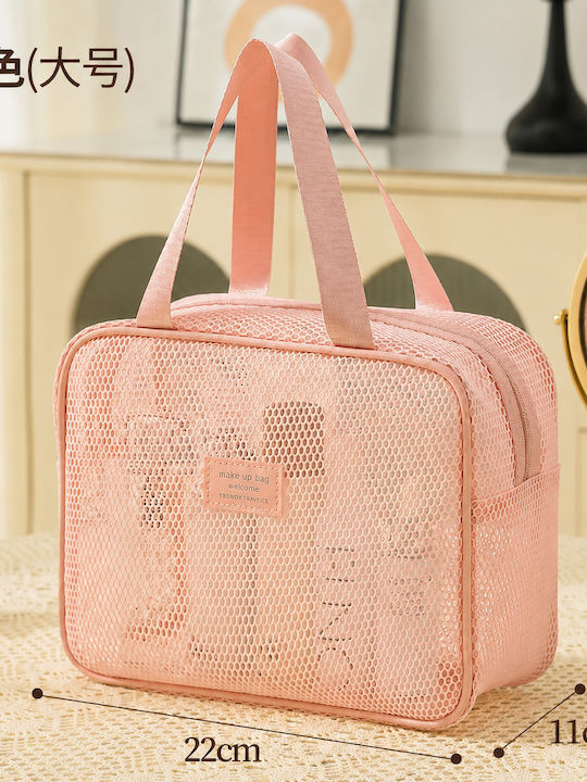 Jetbags Rz11136-53 Toiletry Travel Bag Pvc Mesh Makeup Organizer Bag 22x11x22cm Pink
