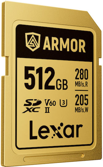 Lexar Armor Gold Card de Memorie Lsdamgl512g-rnnng 512gb Sdxc Uhs-ii U3 V60 Oțel Inoxidabil Ip68