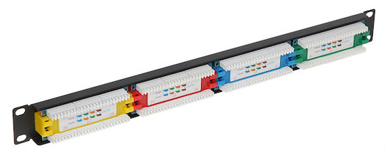 Delta Patch Panel για Rack 1U 19" 24 Θυρών Μαύρο