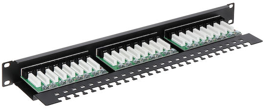 Delta Patch Panel για Rack 1U 19" 24 Θυρών Μαύρο