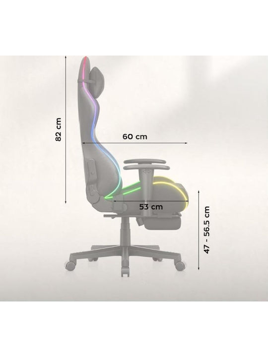 Huzaro 5.7 Stoff Gaming Stuhl mit RGB-Beleuchtung und Fußstütze Schwarze