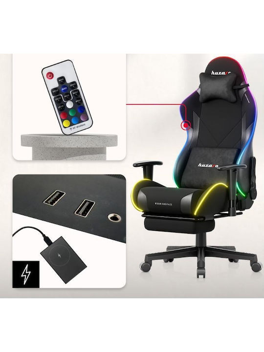 Huzaro 5.7 Stoff Gaming Stuhl mit RGB-Beleuchtung und Fußstütze Schwarze