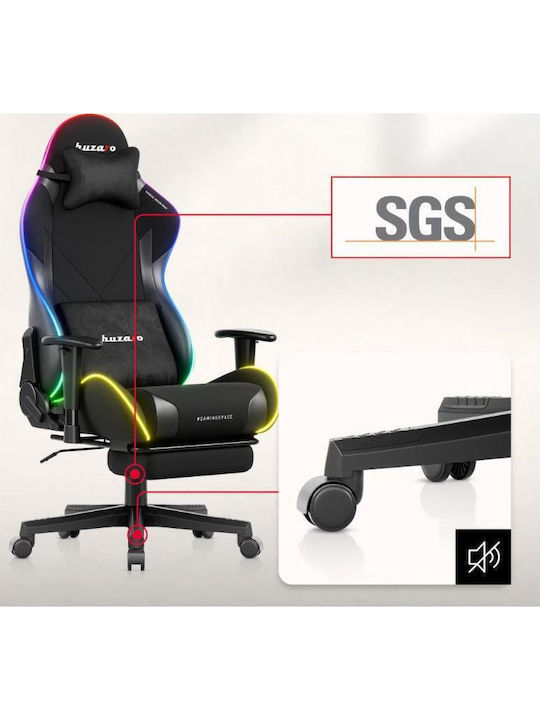 Huzaro 5.7 Stoff Gaming Stuhl mit RGB-Beleuchtung und Fußstütze Schwarze
