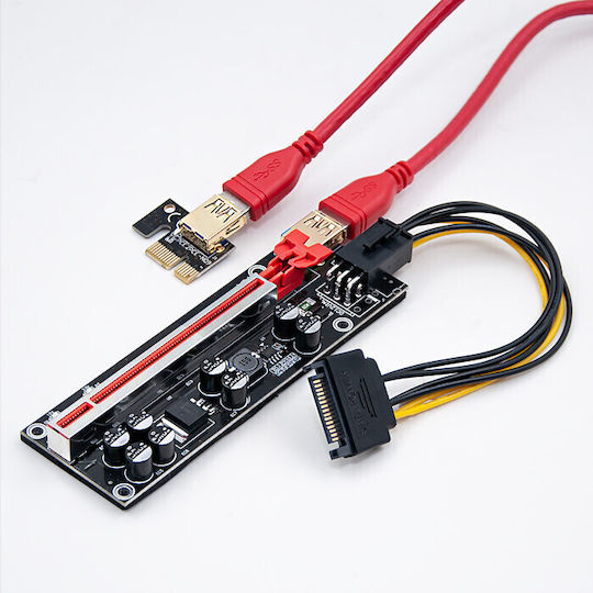 Qoltec Pci-e 1x To 16x Riser Usb 3.0 Ver 009s Plus Sata Pci-e 6 Pin