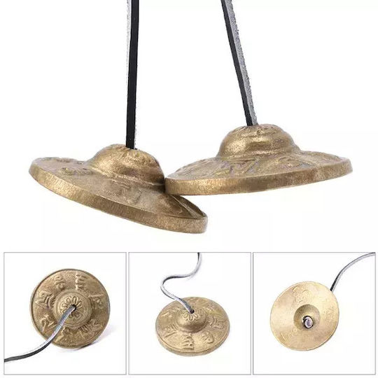 Ancient Wisdom Meditation Cymbals Lucky Symbols 6cm 6cm with Storage Pouch