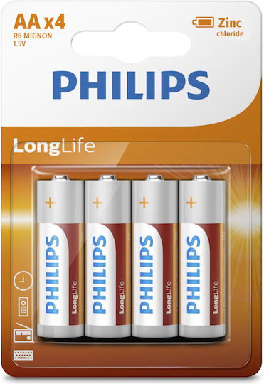 Philips LongLife Μπαταρίες Zinc AA 1.5V 4τμχ