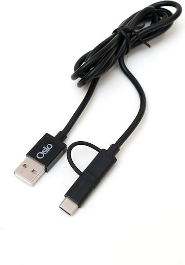 Osio Regular USB to Type-C / micro USB Cable Μαύρο 1m (OTU-495B)
