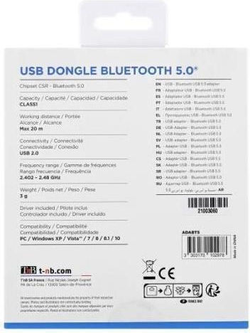 T'nB Bluetooth-Adapter USB-C Bluetooth 5.0 "adabt5" Grüne Siegel 0,18 Lei