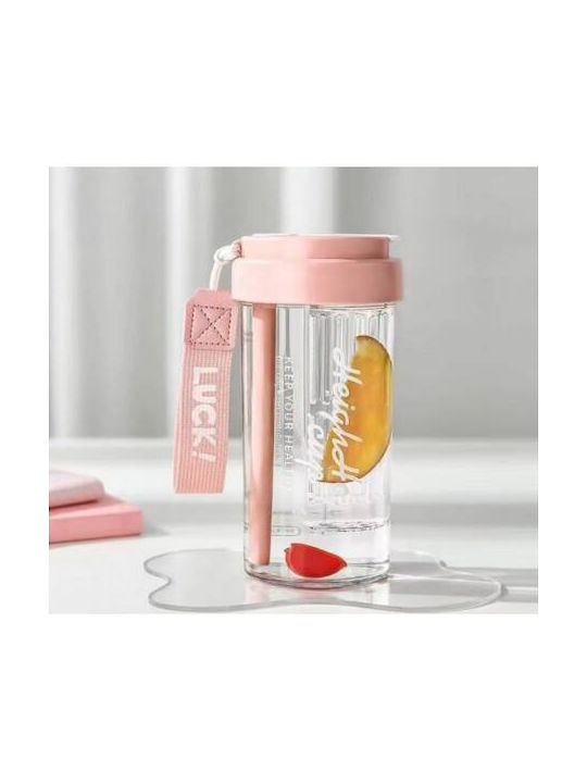 ecarla Παγούρι Πλαστικό 600ml Ροζ