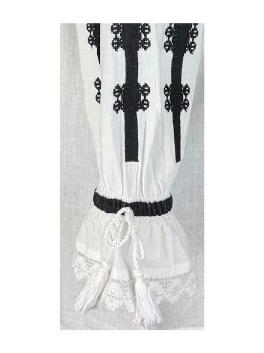 Bluza Damă Bumbac Mânecă Lungă Alb/Portocaliu