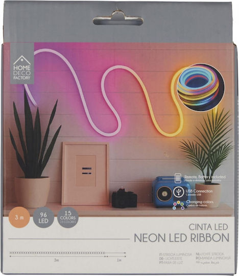 The Home Deco Factory LED-Streifen USB 5V 3m Neon-Flex mit Stromversorgung & Fernbedienung