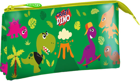 Kids Licensing Crazy Dino Penar cu 3 Compartimente Verde